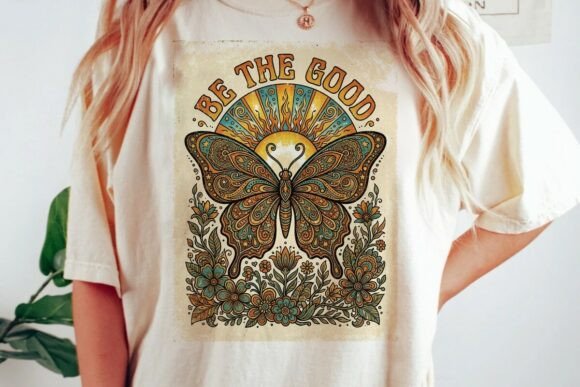 Boho Butterfly Retro Sun Graphic: A Vibrant Design Asset