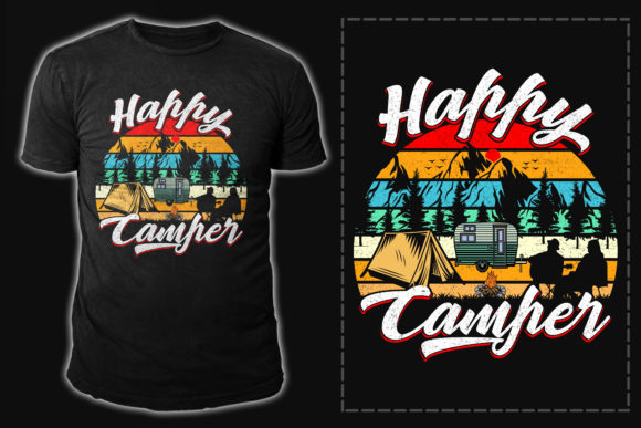 Camping T-shirt Design Vector Graphic: Happy Camper Edition