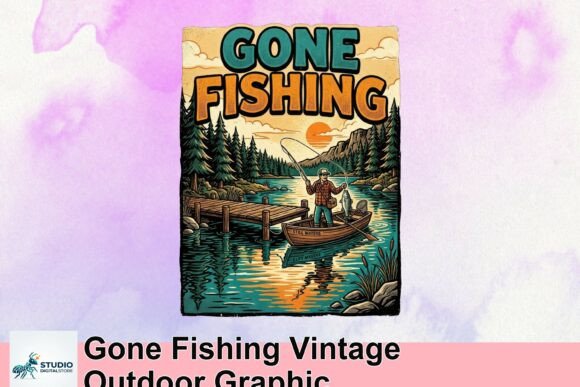 Capture the Spirit of Adventure with the Gone Fishing Vintage Outdoor Graphic